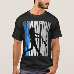 Blue Baseball Champion Girls Birthday Competition T-Shirt