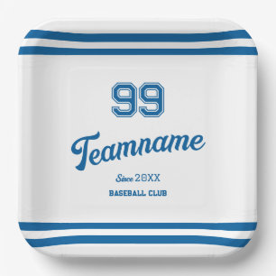 Blue Baseball Club Custom Player Number & TeamName Paper Plate
