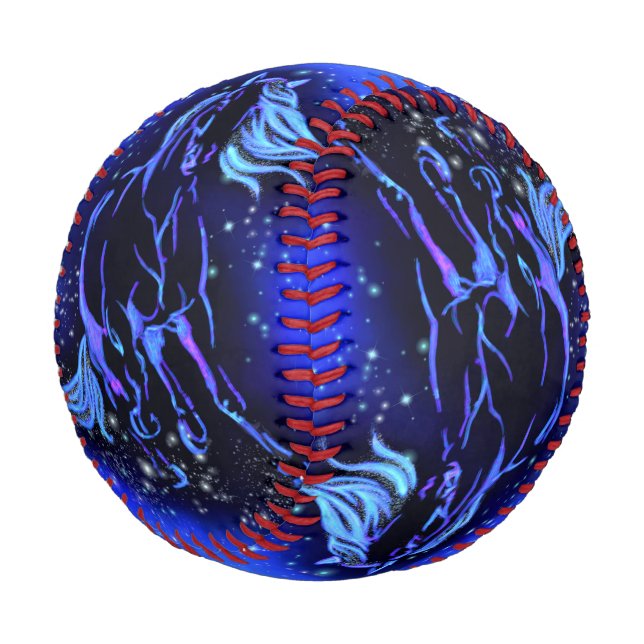 Blue Baseball Horse Running At Starry Night  (Angled)