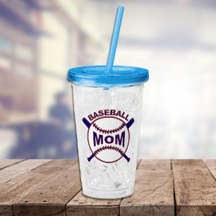 Blue Baseball Mum Personalised Acrylic Tumbler