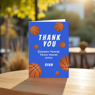 Blue Basketball Ball Thank you Coach Card