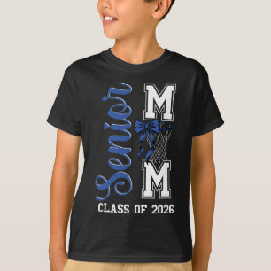 Blue Basketball Bow Senior Mum Cl Of 2026 Graduati T-Shirt