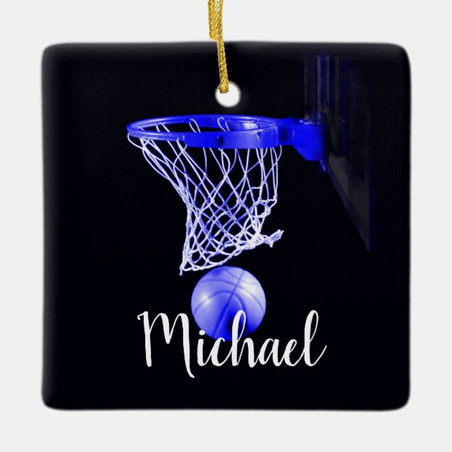 Blue Basketball Ceramic Ornament (Front)