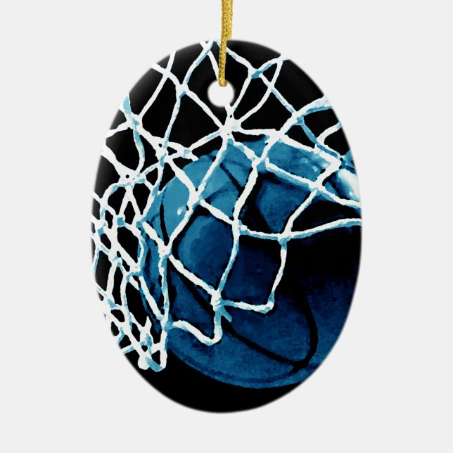Blue Basketball Ceramic Tree Decoration (Front)