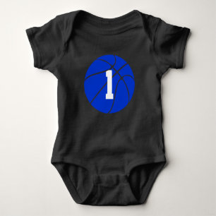 Blue Basketball Custom Jersey Number Baby Bodysuit