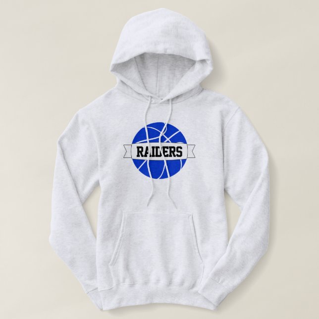 Blue Basketball Custom Team, Player Name & Number Hoodie (Design Front)