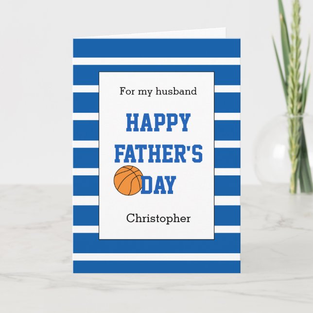 Blue Basketball Father's Day Husband Card (Front)