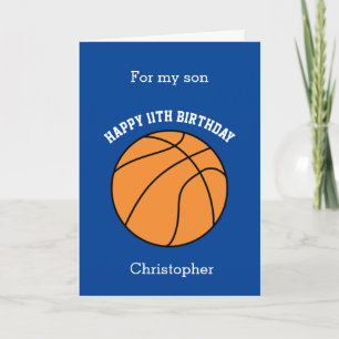 Blue Basketball Happy 11th Birthday Son Card