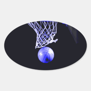 Blue Basketball Oval Sticker
