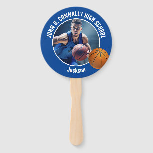 Blue Basketball Player Photo High School Spirit Hand Fan