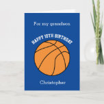 Blue Basketball Sport 10th Birthday Card<br><div class="desc">A blue basketball birthday card for grandson, son, nephew, etc. You will be able to easily personalise the front with his name. The inside reads a birthday message, which you can easily edit as well. You can personalise the back of this basketball birthday card with the year. This would make...</div>