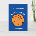 Blue Basketball Sports 11th Birthday Card<br><div class="desc">A blue basketball 11th birthday card for grandson, godson, son, etc. You will be able to easily personalise the front with his name. The inside reads a birthday message, which you can easily edit as well. You can personalise the back of this basketball birthday card with the year. This would...</div>