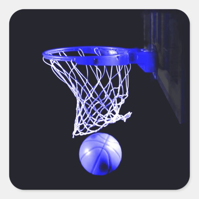 Blue Basketball Square Sticker (Front)
