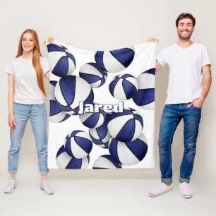 blue basketball team colors kids sports room decor fleece blanket