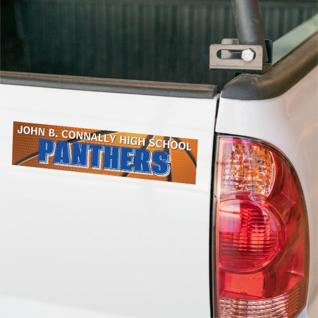 Blue Basketball Team Custom High School Bumper Sticker (On Truck)