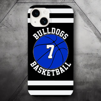 Blue Basketball Team Name Player Number Custom Case-Mate iPhone 14 Case