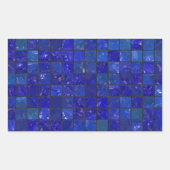 Blue Bathroom Tiles Rectangular Sticker (Front)