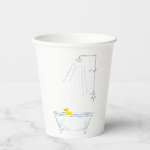 Blue Bathtub Yellow Duck Baby Shower Welcome Paper Cups