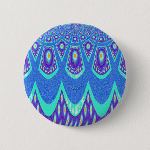 Blue batik 6 cm round badge