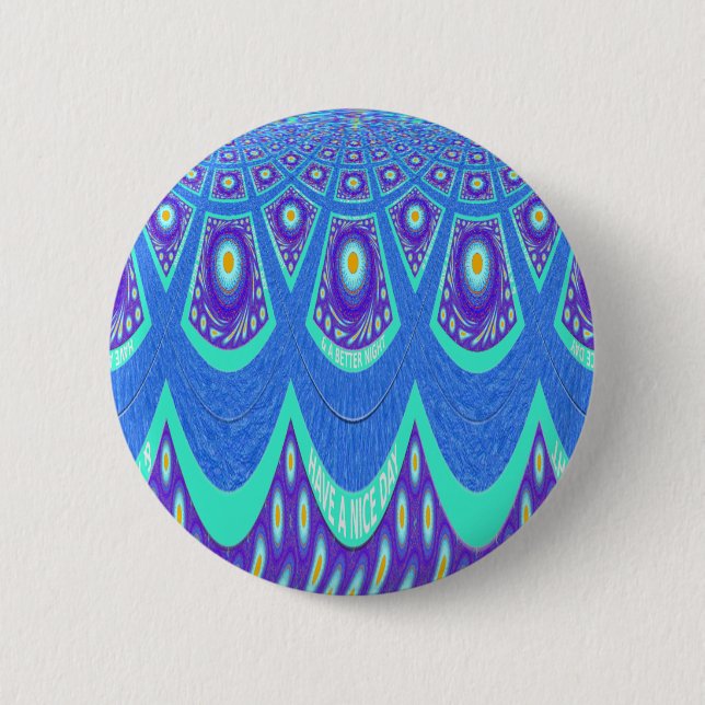 Blue batik 6 cm round badge (Front)
