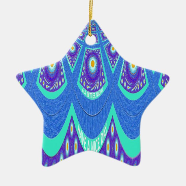 Blue batik ceramic tree decoration (Front)