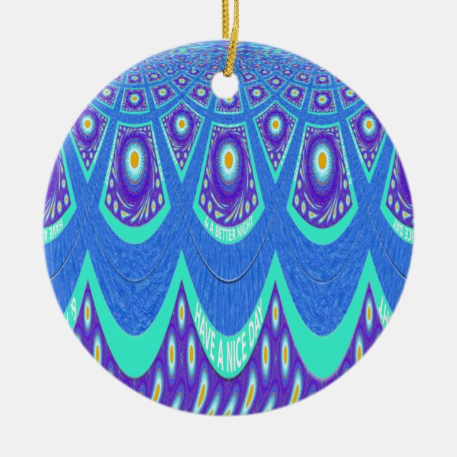 Blue batik ceramic tree decoration (Front)