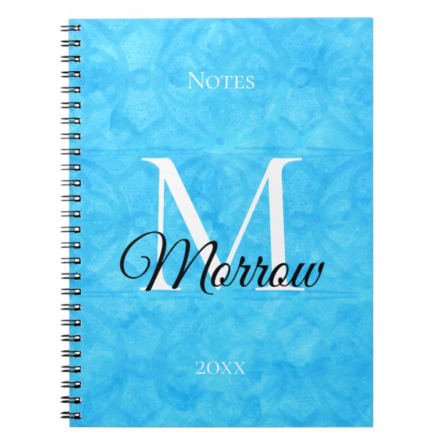 Blue  Batik Name and Year Monogrammed  Notebook (Front)
