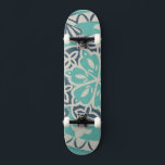 Blue Batik Tile I Skateboard<br><div class="desc">Floral</div>