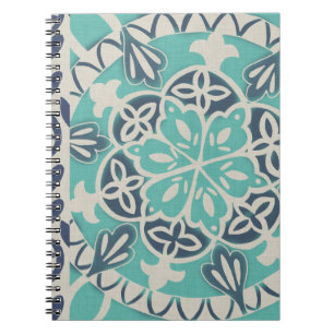 Blue Batik Tile I Spiral Notebook