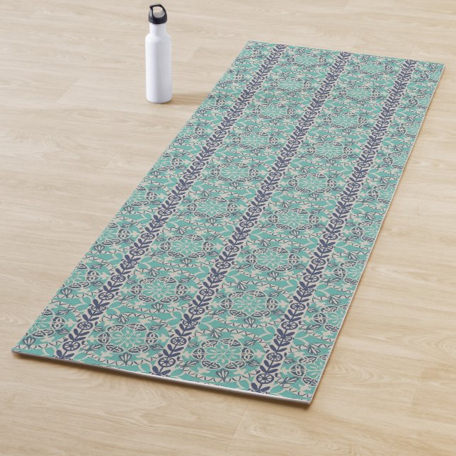 Blue Batik Tile I Yoga Mat (In Situ)