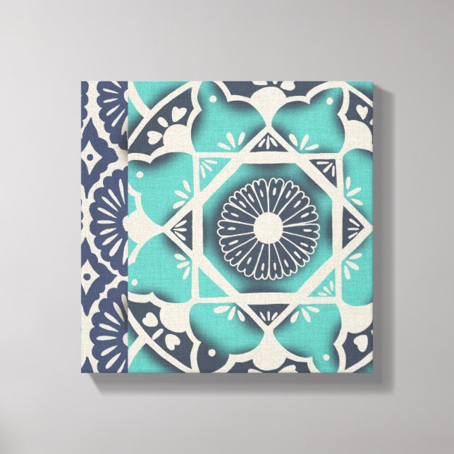 Blue Batik Tile II Canvas Print (Front)