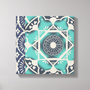 Blue Batik Tile II Canvas Print