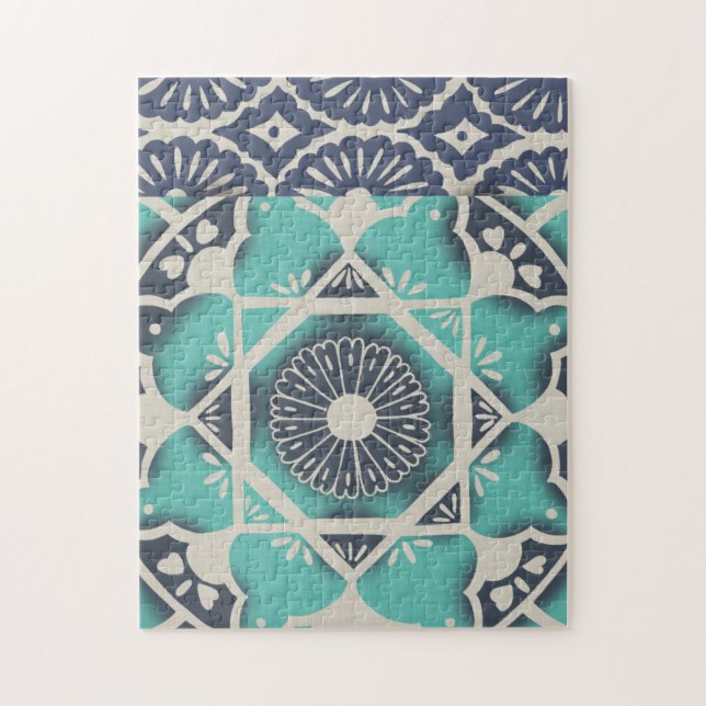 Blue Batik Tile II Jigsaw Puzzle (Vertical)
