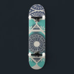 Blue Batik Tile II Skateboard<br><div class="desc">Floral</div>