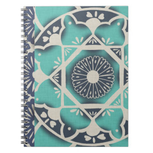 Blue Batik Tile II Spiral Notebook