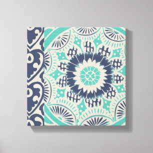 Blue Batik Tile III Canvas Print