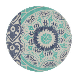 Blue Batik Tile III Cutting Board