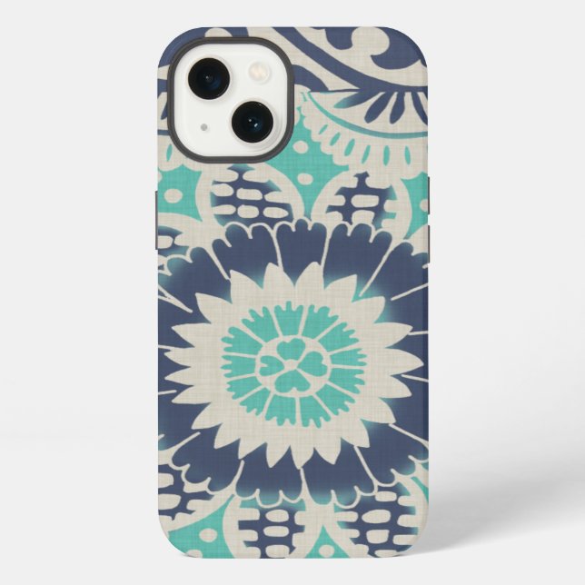 Blue Batik Tile III iPhone Case (Back)
