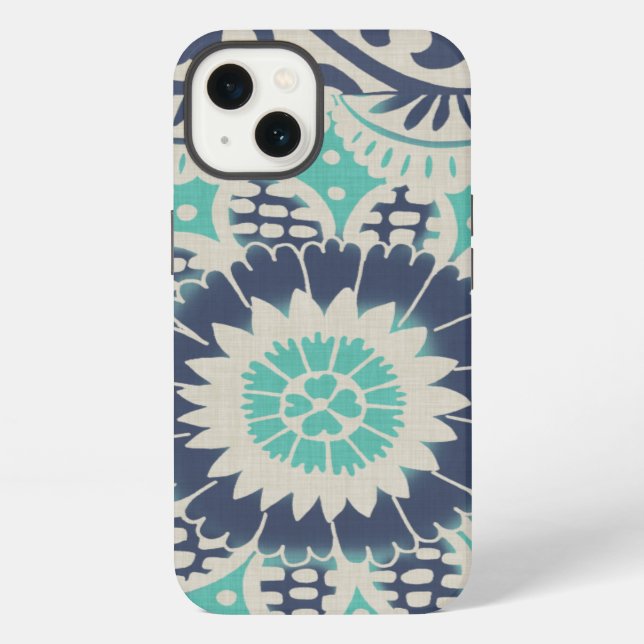 Blue Batik Tile III iPhone Case (Back)