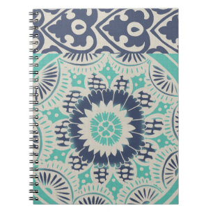 Blue Batik Tile III Spiral Notebook
