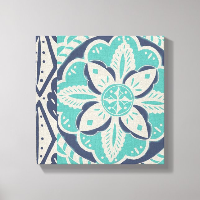 Blue Batik Tile IV Canvas Print (Front)