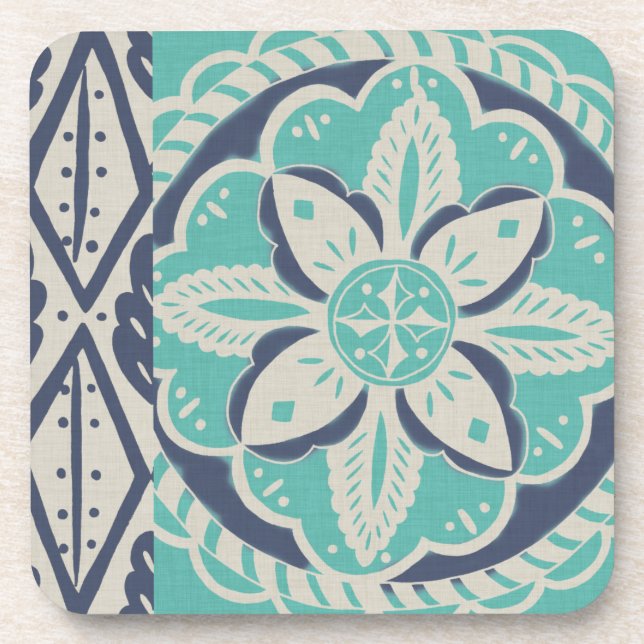Blue Batik Tile IV Coaster (Front)
