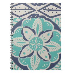 Blue Batik Tile IV Spiral Notebook