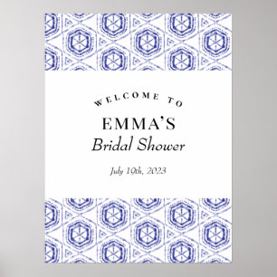 Blue Batik Watercolor Welcome Sign