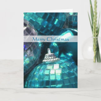 Blue Baubles 'Merry Christmas' card portrait