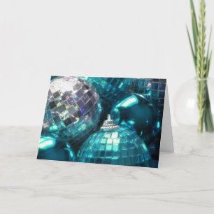 Blue Baubles 'Merry Christmas' greetings card