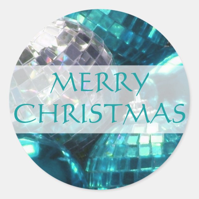 Blue Baubles 'Merry Christmas' sticker (Front)