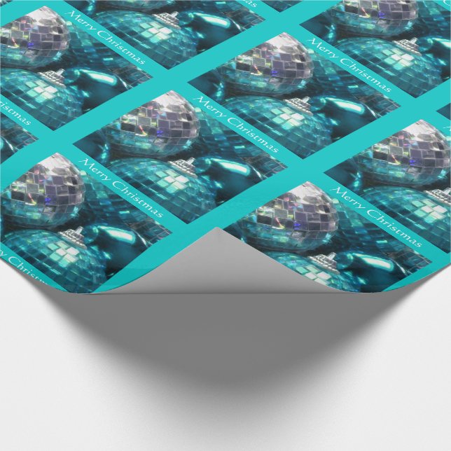 Blue Baubles Merry Christmas wrapping paper (Corner)