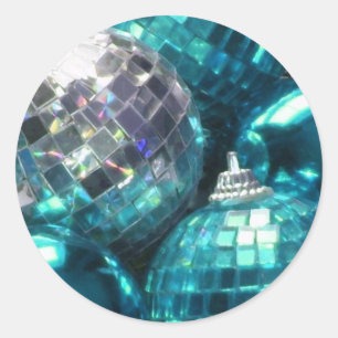 Blue Baubles round sticker