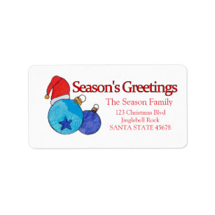 Blue Baubles Season's Greetings Label